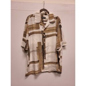 Mench Platinum Italy New York Shirt XXL Button Up Short Sleeve Abstract Print